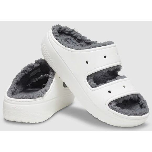 Crocs Classic Cozzzy White Faux Fur Sandal Men's Size 10  / Women's Size 12 - Picture 2 of 7